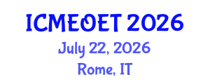 International Conference on Music Education and Online Education Technologies (ICMEOET) July 22, 2026 - Rome, Italy