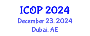 International Conference on Optics and Photonics (ICOP) December 23, 2024 - Dubai, United Arab Emirates