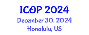 International Conference on Optics and Photonics (ICOP) December 30, 2024 - Honolulu, United States