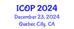International Conference on Optics and Photonics (ICOP) December 23, 2024 - Quebec City, Canada