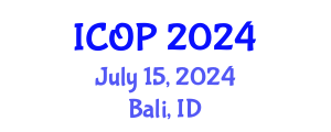 International Conference on Optics and Photonics (ICOP) July 15, 2024 - Bali, Indonesia