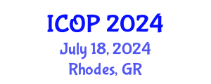 International Conference on Optics and Photonics (ICOP) July 18, 2024 - Rhodes, Greece