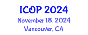 International Conference on Optics and Photonics (ICOP) November 18, 2024 - Vancouver, Canada