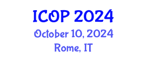 International Conference on Optics and Photonics (ICOP) October 10, 2024 - Rome, Italy