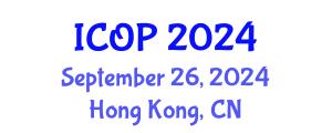 International Conference on Optics and Photonics (ICOP) September 26, 2024 - Hong Kong, China