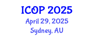 International Conference on Optics and Photonics (ICOP) April 29, 2025 - Sydney, Australia