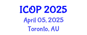 International Conference on Optics and Photonics (ICOP) April 05, 2025 - Toronto, Australia