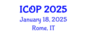 International Conference on Optics and Photonics (ICOP) January 18, 2025 - Rome, Italy