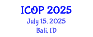 International Conference on Optics and Photonics (ICOP) July 15, 2025 - Bali, Indonesia