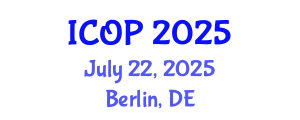 International Conference on Optics and Photonics (ICOP) July 22, 2025 - Berlin, Germany
