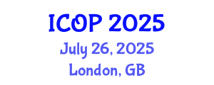 International Conference on Optics and Photonics (ICOP) July 26, 2025 - London, United Kingdom