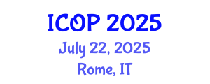 International Conference on Optics and Photonics (ICOP) July 22, 2025 - Rome, Italy