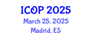 International Conference on Optics and Photonics (ICOP) March 25, 2025 - Madrid, Spain