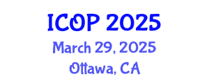 International Conference on Optics and Photonics (ICOP) March 29, 2025 - Ottawa, Canada