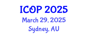 International Conference on Optics and Photonics (ICOP) March 29, 2025 - Sydney, Australia