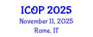 International Conference on Optics and Photonics (ICOP) November 11, 2025 - Rome, Italy