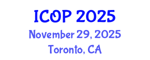 International Conference on Optics and Photonics (ICOP) November 29, 2025 - Toronto, Canada