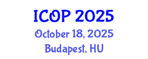 International Conference on Optics and Photonics (ICOP) October 18, 2025 - Budapest, Hungary