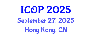International Conference on Optics and Photonics (ICOP) September 27, 2025 - Hong Kong, China