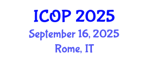 International Conference on Optics and Photonics (ICOP) September 16, 2025 - Rome, Italy
