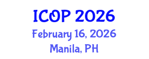 International Conference on Optics and Photonics (ICOP) February 16, 2026 - Manila, Philippines International Conference on Optics and Photonics (ICOP) February 16, 2026 - Manila, Philippines