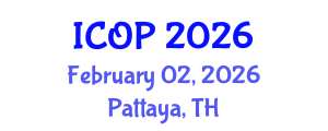 International Conference on Optics and Photonics (ICOP) February 02, 2026 - Pattaya, Thailand International Conference on Optics and Photonics (ICOP) February 02, 2026 - Pattaya, Thailand
