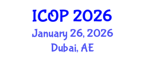 International Conference on Optics and Photonics (ICOP) January 26, 2026 - Dubai, United Arab Emirates International Conference on Optics and Photonics (ICOP) January 26, 2026 - Dubai, United Arab Emirates