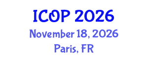 International Conference on Optics and Photonics (ICOP) November 18, 2026 - Paris, France International Conference on Optics and Photonics (ICOP) November 18, 2026 - Paris, France