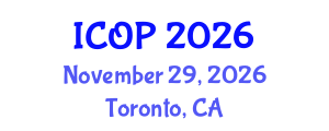International Conference on Optics and Photonics (ICOP) November 29, 2026 - Toronto, Canada International Conference on Optics and Photonics (ICOP) November 29, 2026 - Toronto, Canada