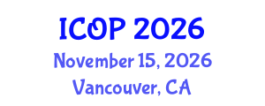 International Conference on Optics and Photonics (ICOP) November 15, 2026 - Vancouver, Canada International Conference on Optics and Photonics (ICOP) November 15, 2026 - Vancouver, Canada