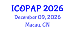 International Conference on Optoelectronics, Photonics and Applied Physics (ICOPAP) December 09, 2026 - Macau, China International Conference on Optoelectronics, Photonics and Applied Physics (ICOPAP) December 09, 2026 - Macau, China