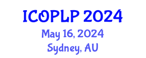 International Conference on Optoelectronics, Photonics and Laser Physics (ICOPLP) May 16, 2024 - Sydney, Australia