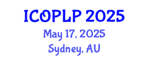 International Conference on Optoelectronics, Photonics and Laser Physics (ICOPLP) May 17, 2025 - Sydney, Australia