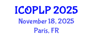 International Conference on Optoelectronics, Photonics and Laser Physics (ICOPLP) November 18, 2025 - Paris, France