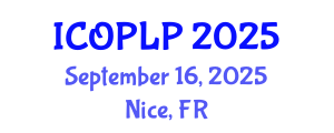International Conference on Optoelectronics, Photonics and Laser Physics (ICOPLP) September 16, 2025 - Nice, France