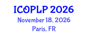 International Conference on Optoelectronics, Photonics and Laser Physics (ICOPLP) November 18, 2026 - Paris, France