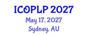 International Conference on Optoelectronics, Photonics and Laser Physics (ICOPLP) May 17, 2027 - Sydney, Australia