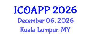 International Conference on Organic Agriculture and Plant Protection (ICOAPP) December 06, 2026 - Kuala Lumpur, Malaysia International Conference on Organic Agriculture and Plant Protection (ICOAPP) December 06, 2026 - Kuala Lumpur, Malaysia