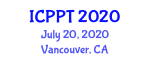 International Conference on Pediatric Pharmacology and Therapeutics (ICPPT) July 20, 2020 - Vancouver, Canada