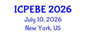 International Conference on People, Ecosystems and Built Environment (ICPEBE) July 10, 2026 - New York, United States International Conference on People, Ecosystems and Built Environment (ICPEBE) July 10, 2026 - New York, United States