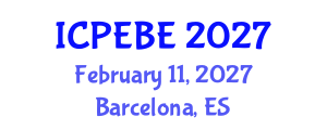 International Conference on People, Ecosystems and Built Environment (ICPEBE) February 11, 2027 - Barcelona, Spain International Conference on People, Ecosystems and Built Environment (ICPEBE) February 11, 2027 - Barcelona, Spain