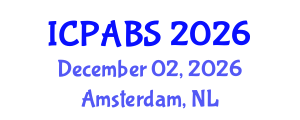 International Conference on Pharmaceutical and Biomedical Sciences (ICPABS) December 02, 2026 - Amsterdam, Netherlands International Conference on Pharmaceutical and Biomedical Sciences (ICPABS) December 02, 2026 - Amsterdam, Netherlands