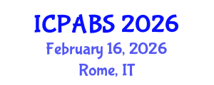 International Conference on Pharmaceutical and Biomedical Sciences (ICPABS) February 16, 2026 - Rome, Italy International Conference on Pharmaceutical and Biomedical Sciences (ICPABS) February 16, 2026 - Rome, Italy
