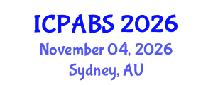International Conference on Pharmaceutical and Biomedical Sciences (ICPABS) November 04, 2026 - Sydney, Australia International Conference on Pharmaceutical and Biomedical Sciences (ICPABS) November 04, 2026 - Sydney, Australia