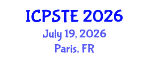 International Conference on Pharmaceutical Science, Technology and Engineering (ICPSTE) July 19, 2026 - Paris, France