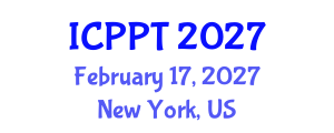 International Conference on Pharmacology and Pharmaceutical Technology (ICPPT) February 17, 2027 - New York, United States International Conference on Pharmacology and Pharmaceutical Technology (ICPPT) February 17, 2027 - New York, United States