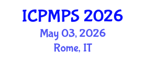 International Conference on Pharmacology, Medicinal and Pharmaceutical Sciences (ICPMPS) May 03, 2026 - Rome, Italy