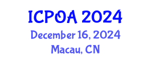 International Conference on Photonics, Optics and Applications (ICPOA) December 16, 2024 - Macau, China