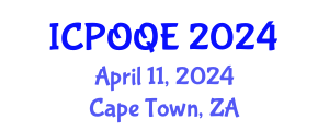 International Conference on Photonics, Optoelectronics and Quantum Electronics (ICPOQE) April 11, 2024 - Cape Town, South Africa