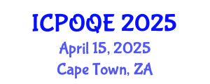 International Conference on Photonics, Optoelectronics and Quantum Electronics (ICPOQE) April 15, 2025 - Cape Town, South Africa